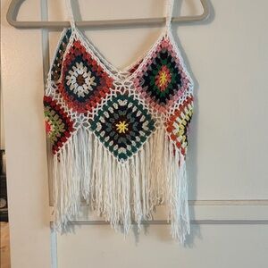 Multicolor Crochet Fringe Tank Top
